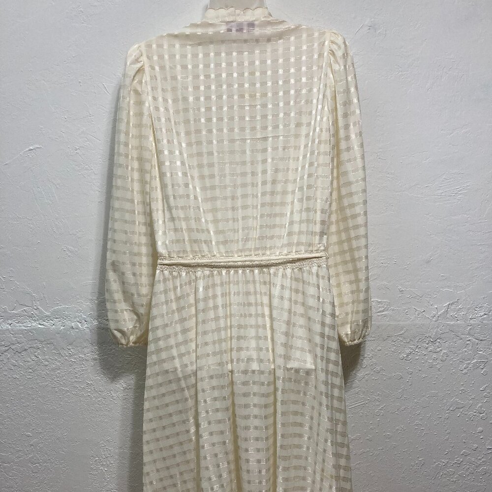 Vintage Sally Petite Knee Length Dress Sheer Coquette Fairy Unlined Cream Dainty - Picture 2 of 11